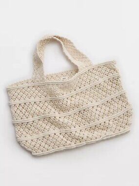 Aerie Jumbo Crochet Tote Bag in Natural